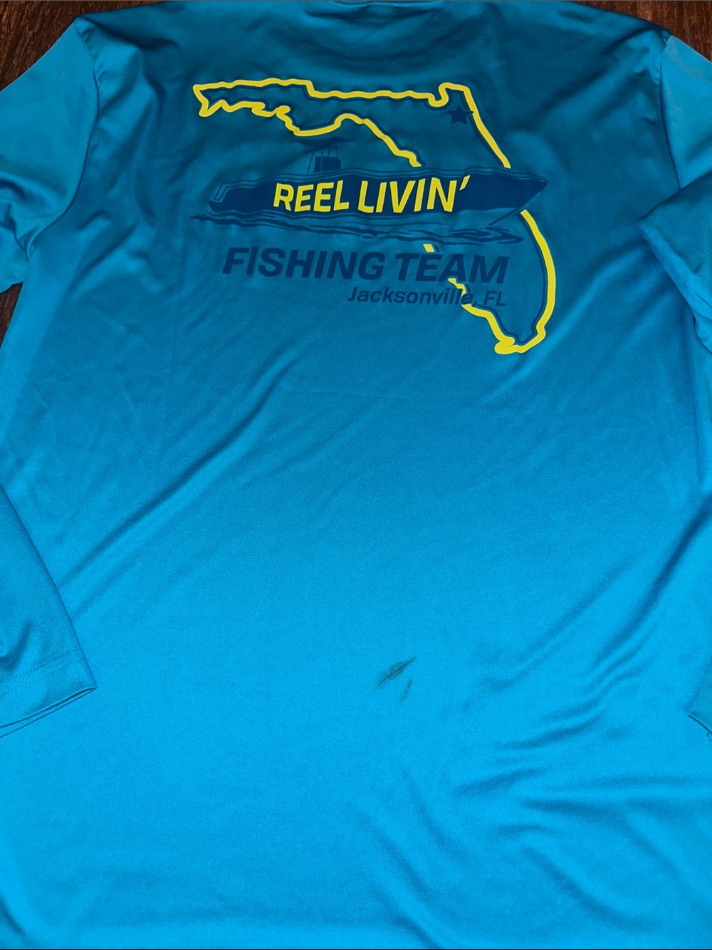 Sport-Tek Men’s Long Sleeve Rash Guard - Bright Teal with Yellow & teal Logo - Picture 6 of 6